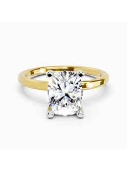 Sparkles - Lab Grown Diamond 2.13 Carat Cushion Shape Solitaire Ring 14K Yellow Gold
