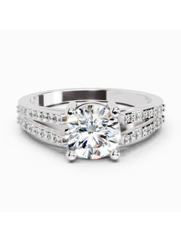 Sparkles - Lab Grown Diamond 1.19 Carat Round Halo Split Shank Ring 14K Silver IGI Certified
