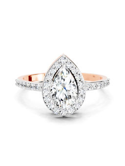 Sparkles - Lab Grown Diamond 1.22 Carat Pear Halo Diamond Engagement Ring 14K Rose Gold