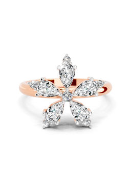 Sparkles - Lab Grown Diamond 1.61 Carat Pear Shape Floral Ring 14K Rose Gold IGI Certified