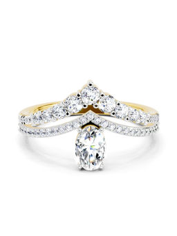 Sparkles - Lab Grown Diamond 0.82 Carat Oval Diamond Crown Ring 14K Yellow Gold IGI Certified