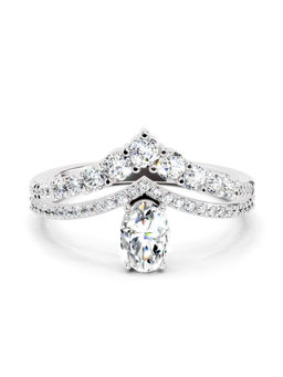 Sparkles - Lab Grown Diamond 0.82 Carat Oval Diamond Crown Ring 14K Silver IGI Certified