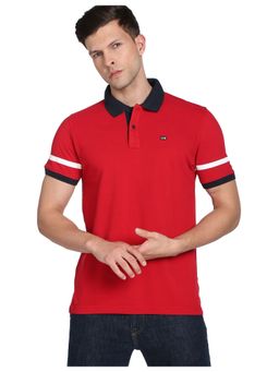 Arrow Sports - Red Contrast Collar Polo T-Shirt