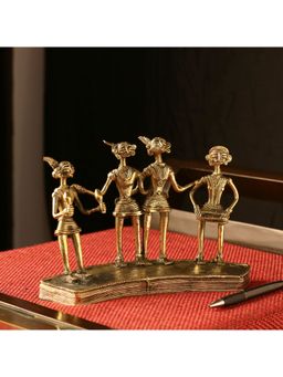 ExclusiveLane - 'Tribal Storytellers' Brass Figurine Showpiece Handmade In Dhokra Art