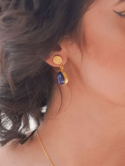 Divas Mantra - 92.5 Sterling Silver The Unknown Earrings with Lapis Stone