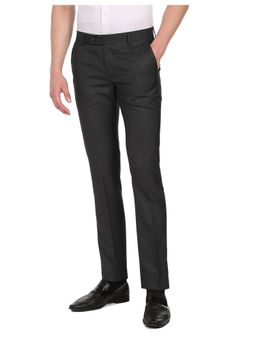 Arrow - Men Dark Grey Oxford Weave Hudson Tailored Fit Formal Trousers