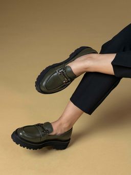 MIORAH - Olive Premium Leather Casual Loafers