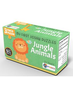 Popcorn Games & Puzzles - Jungle Animals 3 Puzzle + 20 Flash Cards (Pack of 23)