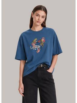 MIXT by Nykaa Fashion - Blue 3Cat Oversized T-Shirt