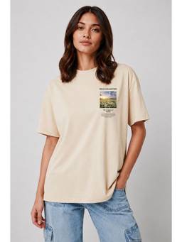 MIXT by Nykaa Fashion - Beige Field Collection Oversized T-Shirt