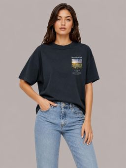 MIXT by Nykaa Fashion - Black Field Collection Oversized T-Shirt