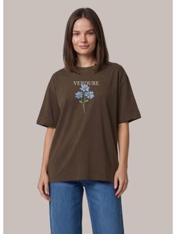 MIXT by Nykaa Fashion - Khaki Flower Bunch Oversized T-Shirt