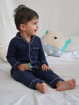 The Boo Boo Club - Cotton Knitted Solid Night Suit Set For Kids