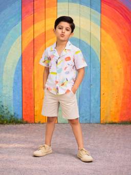 Babies of Wonder - White Printed Cotton Comfort Shirt
