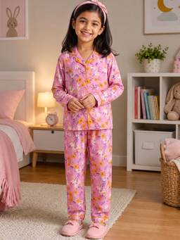Campana - Girls Full Sleeves Floral Printed Nightsuit