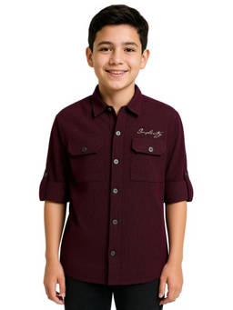 CAVIO - Boys Full Sleeve Self Striped Shirt
