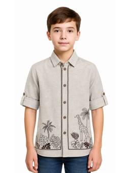 CAVIO - Boys Cotton Full Sleeves Embroidered Casual Shirt