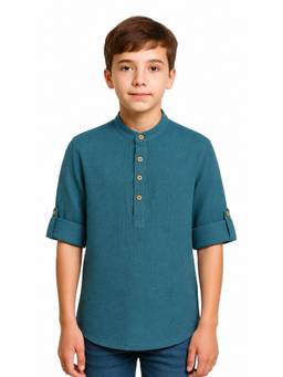 CAVIO - Boys Full Sleeves Solid Kurta Style Shirt