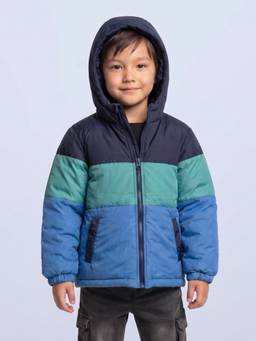 Nautinati - Boys Hooded Colourblock Puffer Jacket With Front Zip