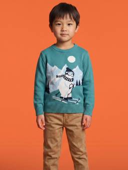 Nautinati - Boys Polar Bear Blue Relaxed Fit Round Neck Sweater