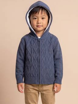 Nautinati - Boys Cable Knit Zip-Up Full Sleeve Sweater