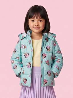 Nautinati - Girls Disney Minnie And Daisy Regular Fit Hooded Printed Puffer Jacket