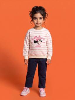 Nautinati - Girls Disney Minnie Mouse Oversized Varsity Sweatshirt And Pant Set