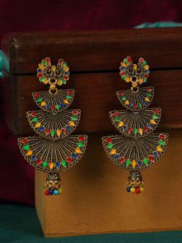 Anika's Creations - Traditional Gold Plated Multicolour Layered Partywear Earring