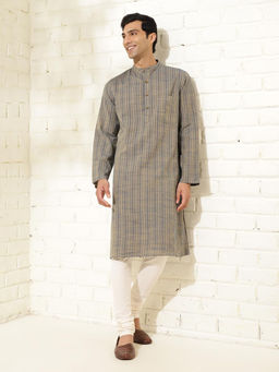 Fabindia - Blue Cotton Striped Long Kurta