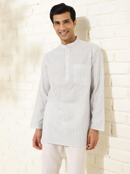 Fabindia - White Cotton Woven Short Kurta