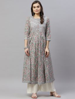 Miravan - Womens Floral Printed Anarkali Kurta