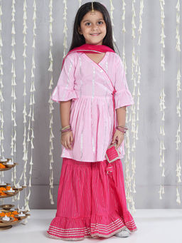 KID1 - Pink Lurex Kurti and Sharara with Dupatta