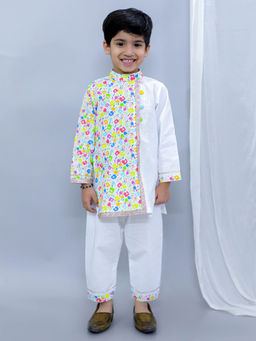 The Little Tales - Multicolor Hands Holi Kurta and Pyjama