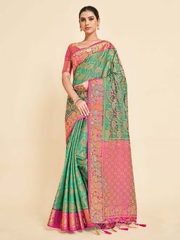 Mimosa - Women'S Kanjivaram Art Silk Saree With Unstiched Blouse