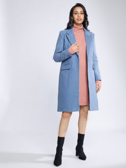 Twenty Dresses by Nykaa Fashion - Blue Onto Better Things Overcoat