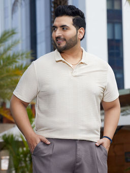 Instafab Plus - Men Banana Yellow Flatten-Ruched Polo T-Shirt