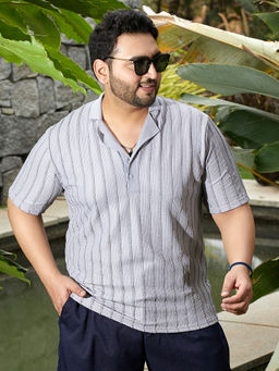 Instafab Plus - Men Coin Grey Wicker-Tactile Polo T-Shirt