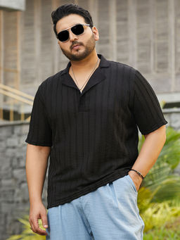 Instafab Plus - Men Onyx Black Wicker-Tactile Polo T-Shirt