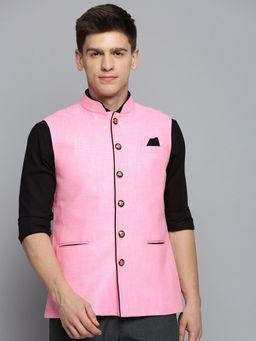 SHOWOFF - Mens Solid Fuchsia Ethnic Nehru Jacket