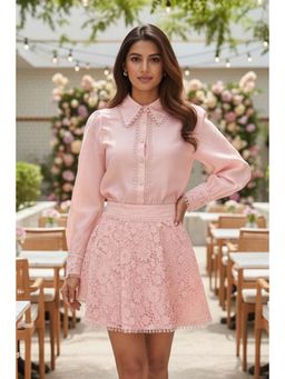 All Eyes On You - Pink Lace Skirt with Shirt