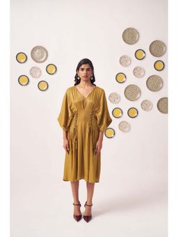 Western Era - Gold Shimmer Pleated Festive Dress