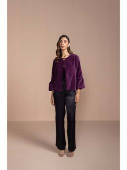 COSSET CLOTHING - Purple Plum Bell Sleeves Jacket