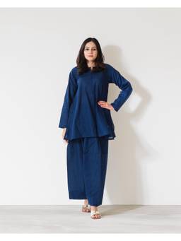 Gahan - Womens Chanderi Plain Solid Casual Co-Ord Set - Blue