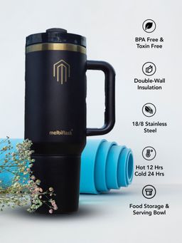 Melbify - 2In1 Gold Thermos Vacuum Insulated Mug