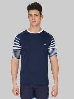 Vector X - Navy Polyester Regular Fit Sports T-shirt For Men
