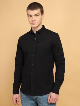 Wrangler - Mens Solid Black Casual Shirt