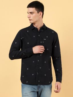 Wrangler - Mens Printed Black Casual Shirt