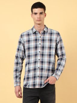 Wrangler - Mens Checks Blue Casual Shirt