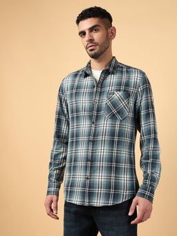 Wrangler - Mens Checks Blue Casual Shirt