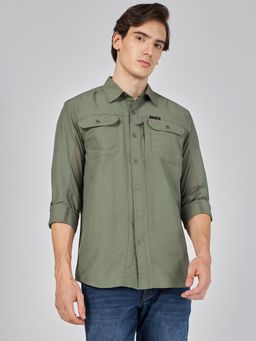 Wrangler - Mens Green Casual Shirt